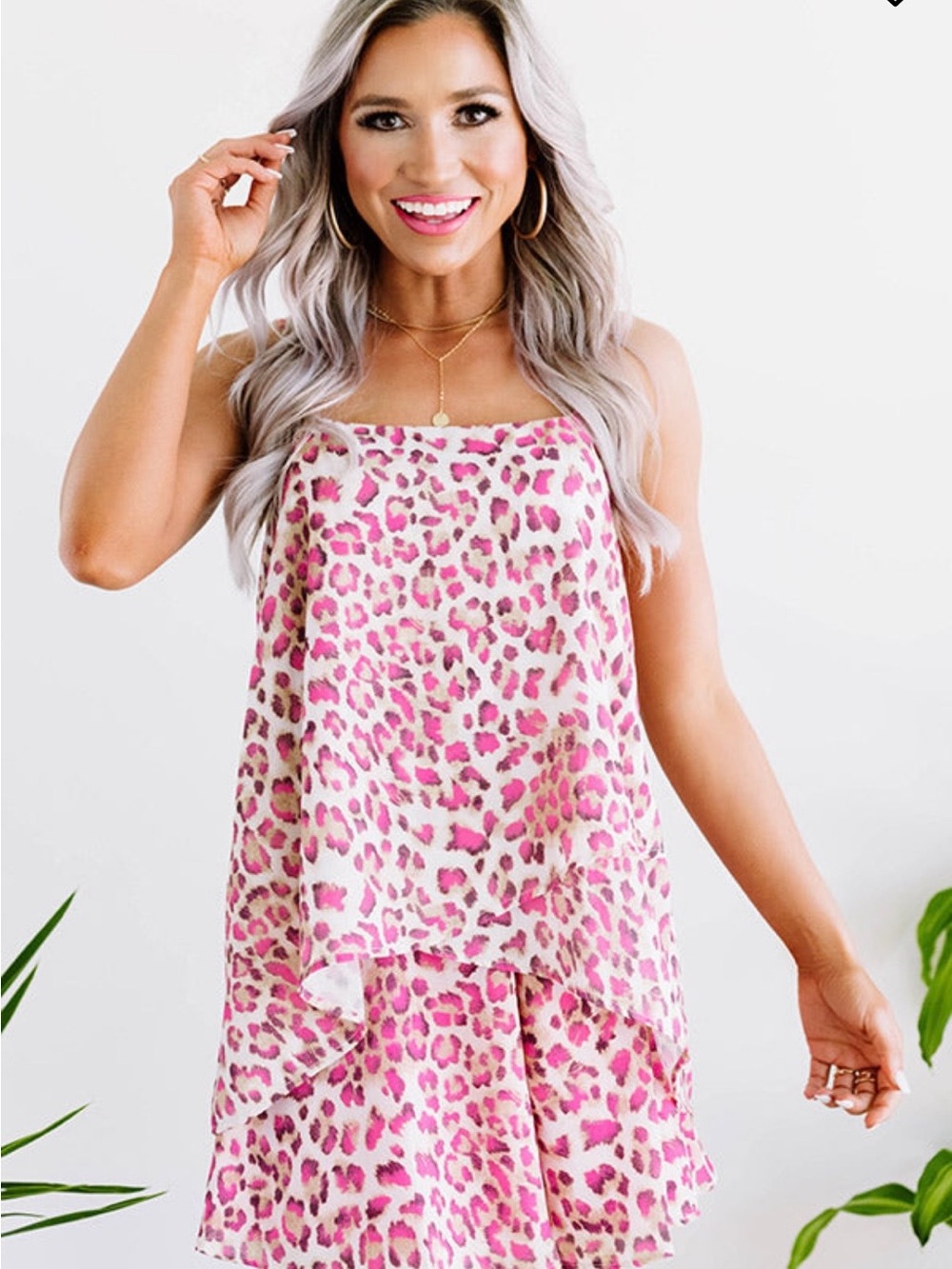 Pink Leopard Print Tank and Swing Shorts